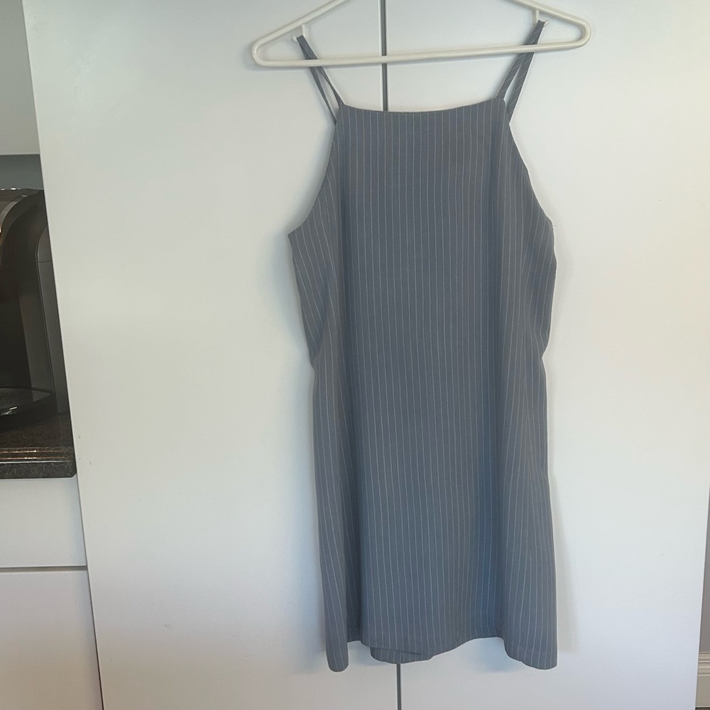 Monteau Striped Blue Button-Down Mini Dress - Picture 3 of 6